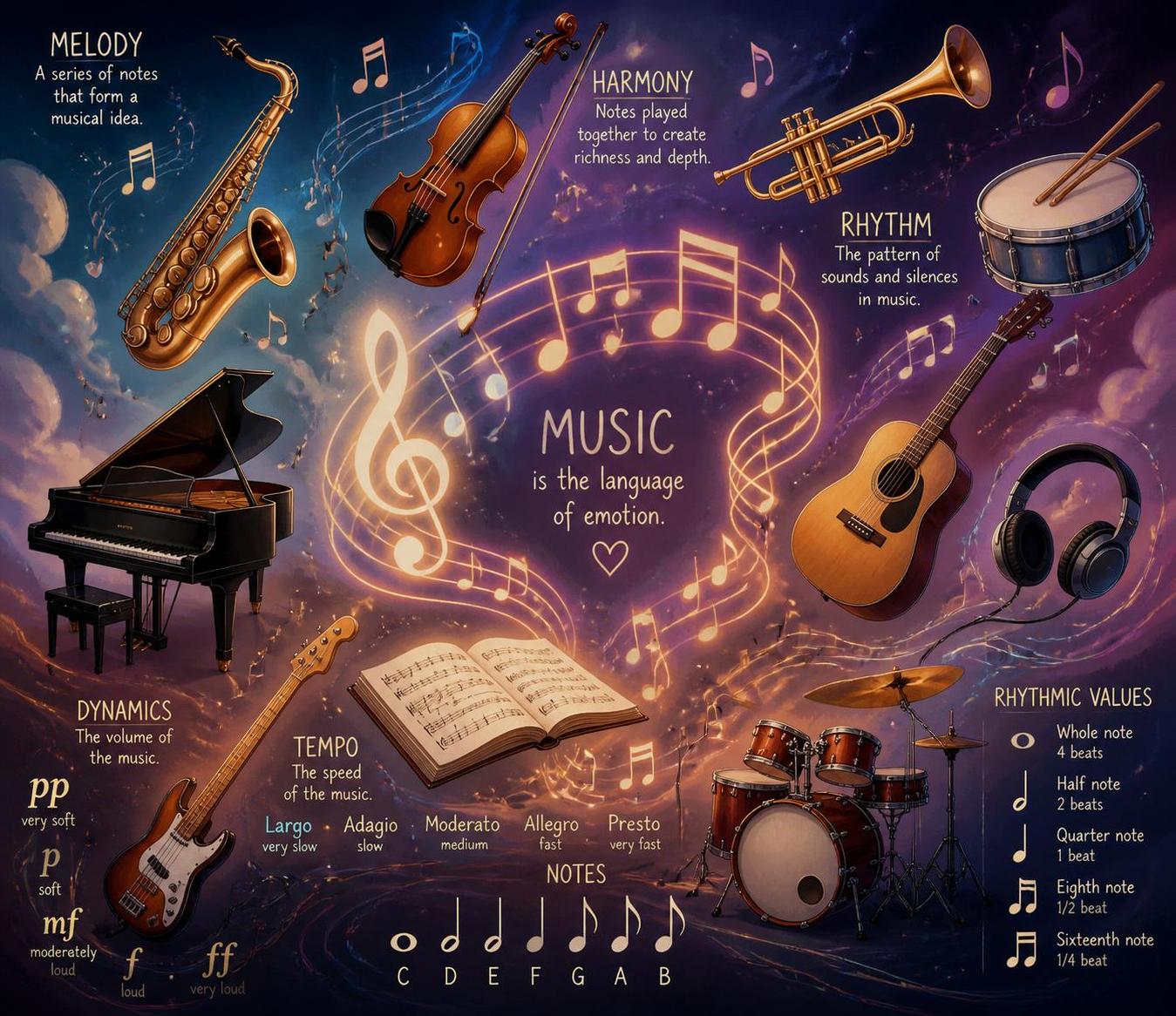 découvrez le vocabulaire musical en anglais essentiel avec cette liste complète de mots à connaître pour maîtriser la terminologie musicale.