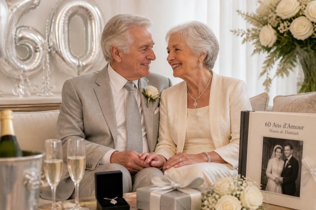 découvrez la signification des noces de diamant et trouvez des idées cadeaux originales pour célébrer 60 ans de mariage avec amour et élégance.